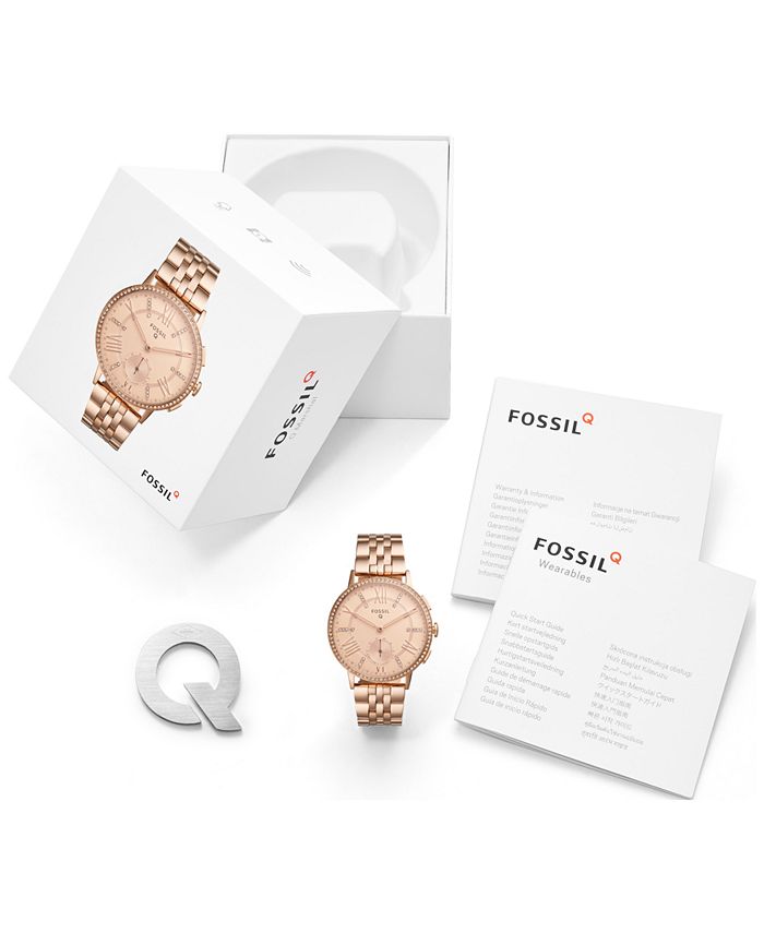 Fossil Q Women's Gazer Rose Gold-Tone Stainless Steel Bracelet Hybrid Smart Watch, 41MM FTW1106