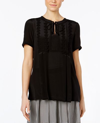 Weekend Max Mara Landa Embroidered Silk-Front Top