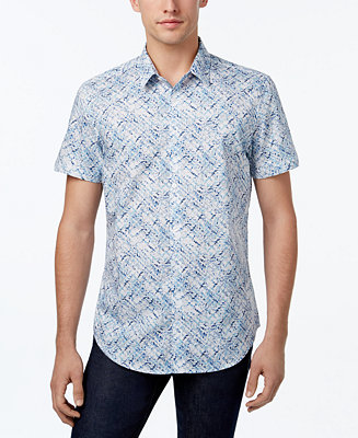 Calvin Klein Men's Lattice Floral-Print Shirt & Reviews - Casual  Button-Down Shirts - Men - Macy's