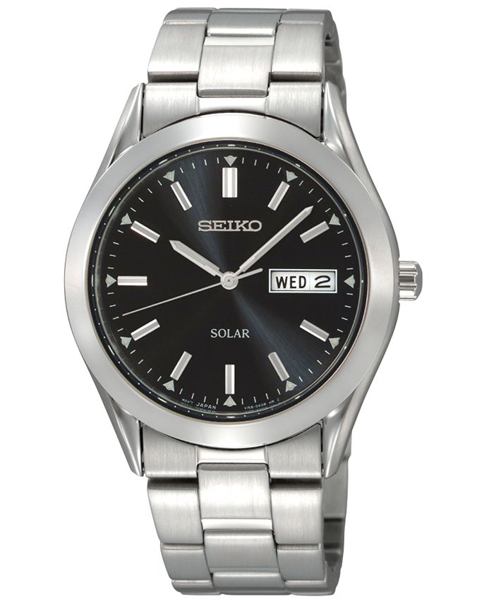 Seiko Watch, Men's Solar Stainless Steel Bracelet 37mm SNE039