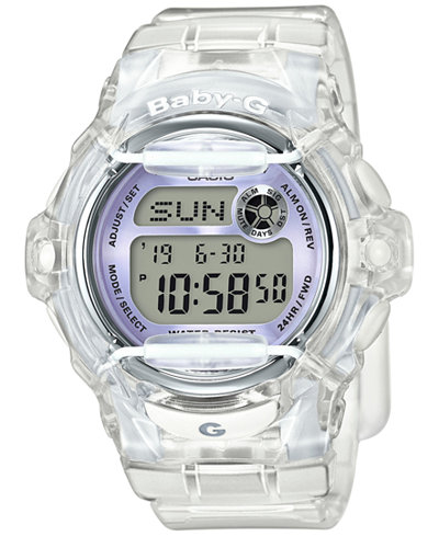 Baby-G Women's Digital Clear Resin Strap Watch 45x42mm BG169R-7E