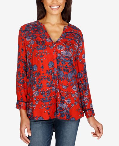 Lucky Brand Vintage Printed High-Low Shirt