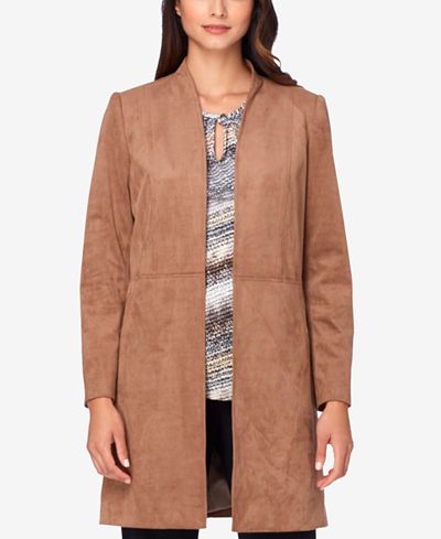 Tahari ASL Long Faux-Suede Jacket