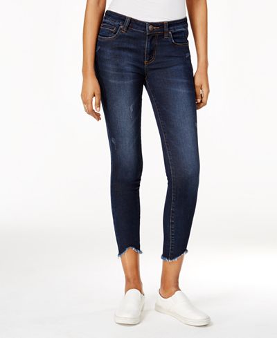 Kut from the Kloth Connie Frayed-Hem Benefic Wash Skinny Jeans