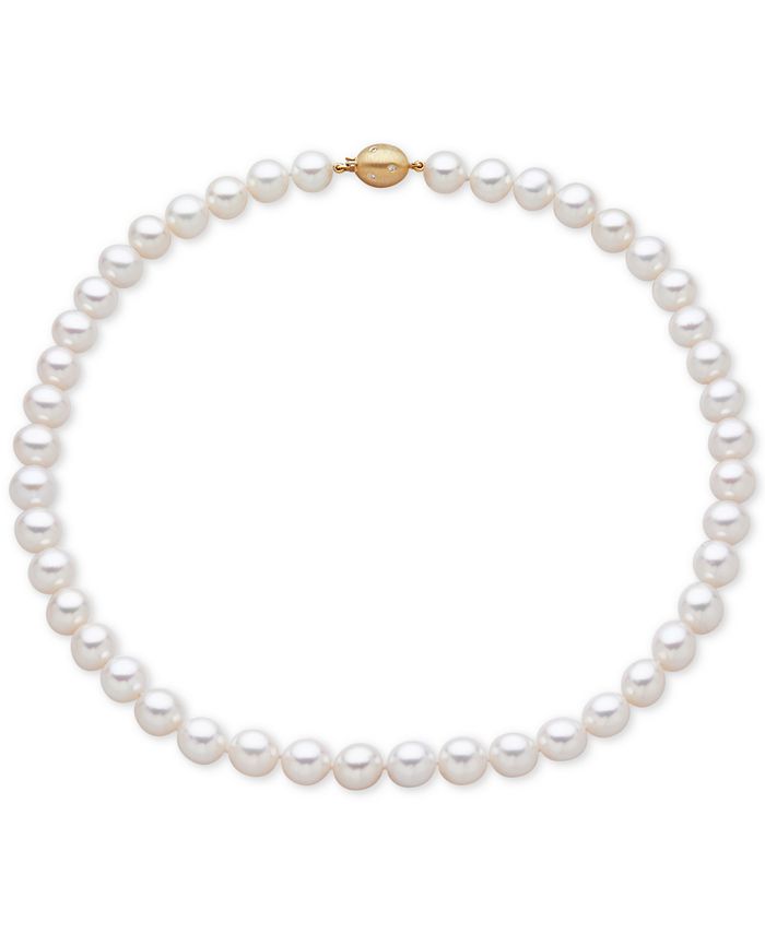 Honora Cultured Freshwater Pearl (9-1/2mm) and Diamond Accent Collar ...