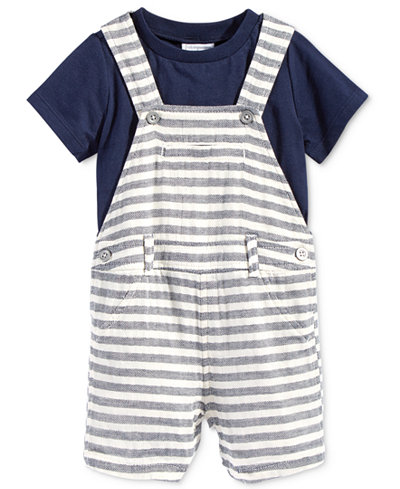 First Impressions 2-Pc. T-Shirt & Herringbone Shortall Set, Baby Boys (0-24 months), Only at Macy's