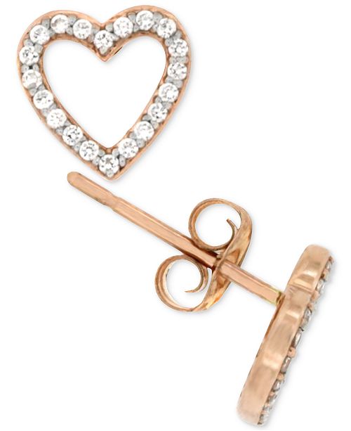 Macy's Diamond Heart Stud Earrings (1/5 ct. t.w.) in 14k Rose Gold