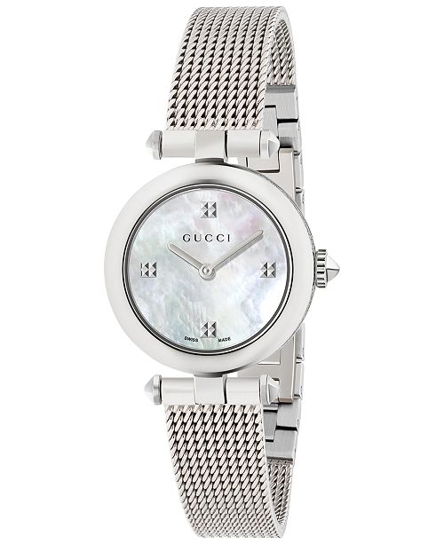 Gucci Women S Swiss Diamantissima Stainless Steel Mesh Bracelet Watch 27mm Ya141504 Reviews All Fine Jewelry Jewelry Watches Macy S