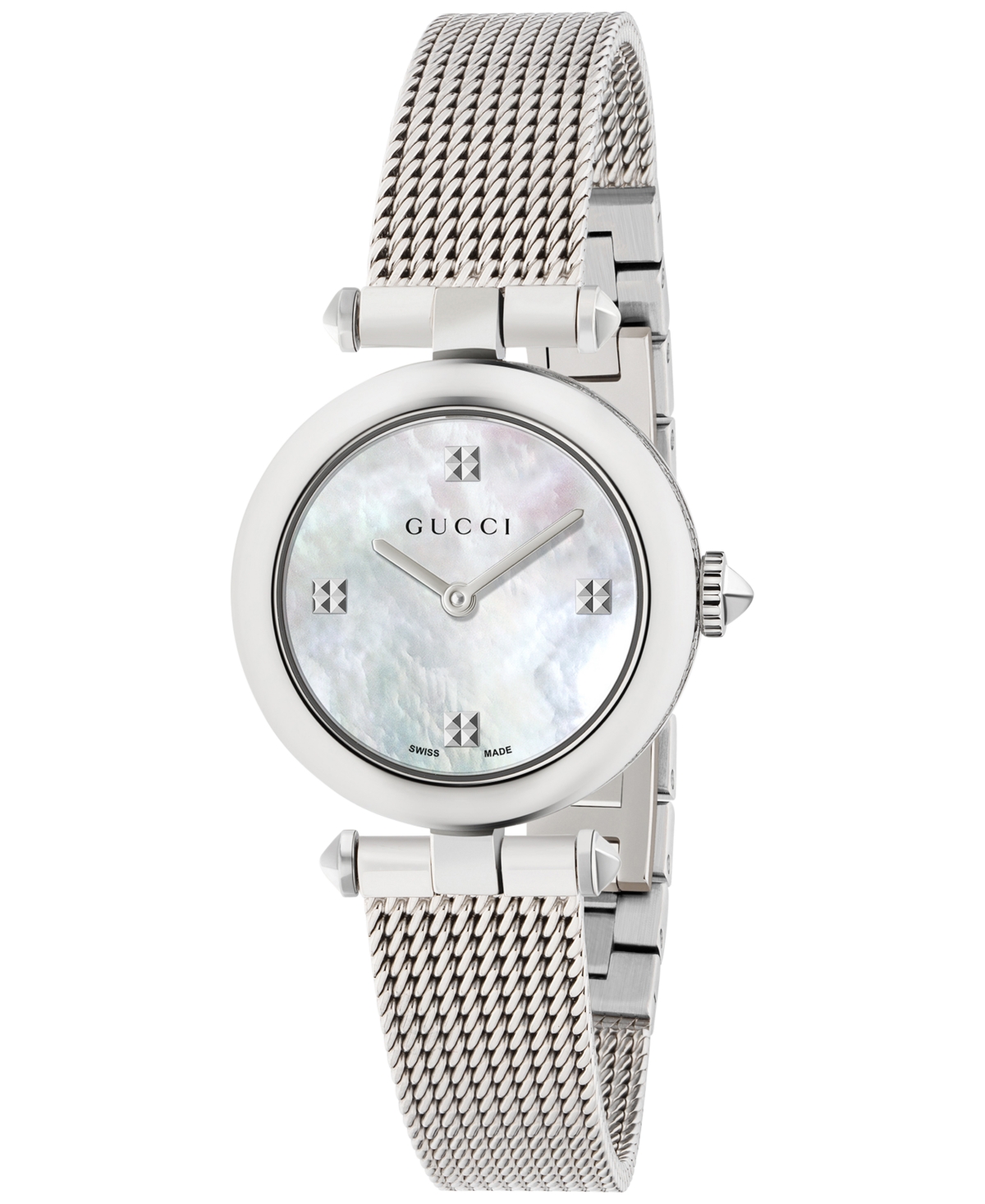 Gucci Women's Swiss Diamantissima Stainless Steel Mesh Bracelet Watch 27mm Ya141504 In Silver