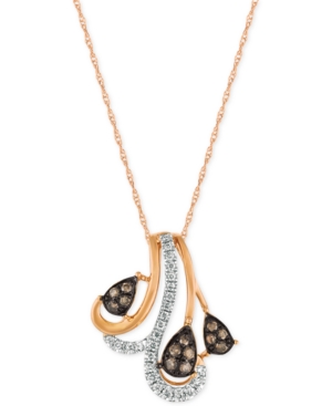 image of Le Vian Chocolatier Diamond Pendant Necklace (1/5 ct. t.w.) in 14k Rose Gold