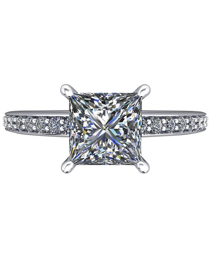 Macy's Diamond Accented Mount Setting (1/5 ct. t.w.) in 14k White Gold ...