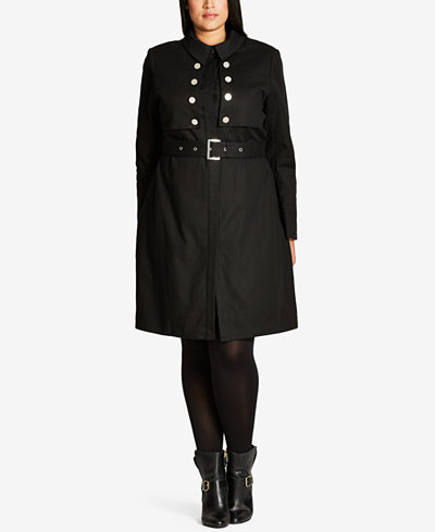 City Chic Trendy Plus Size Military Trench Coat