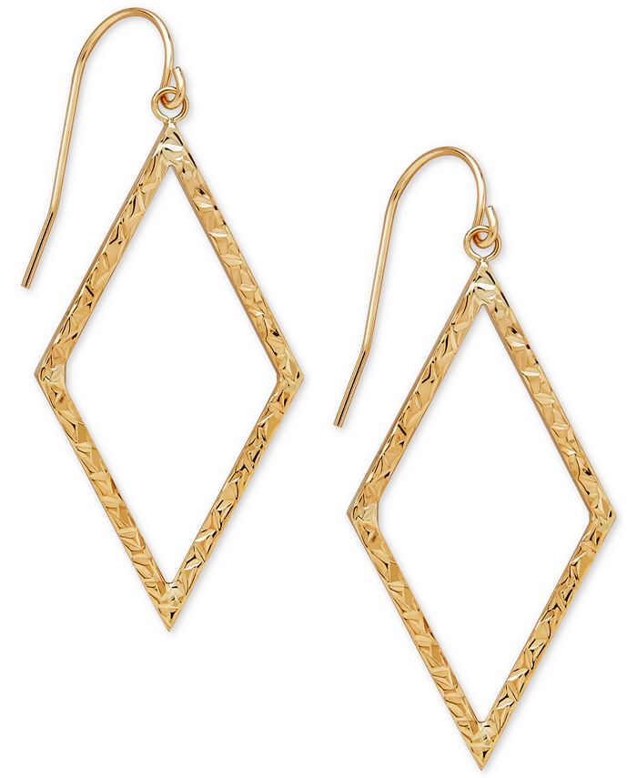 Macy's Textured Geometric Drop Earrings in 14k Gold & Reviews ...