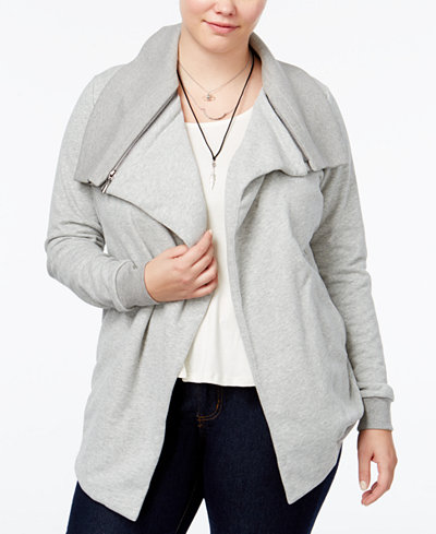 Whitespace Trendy Plus Size Fleece Cardigan Jacket