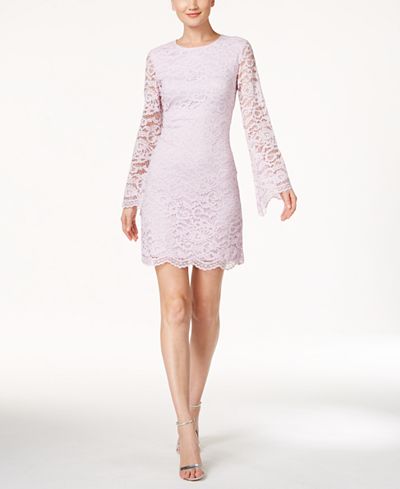 Ivanka Trump Bell-Sleeve Lace Sheath Dress - Dresses - Women - Macy's