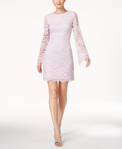 Ivanka Trump Bell-Sleeve Lace Sheath Dress - Dresses - Women - Macy's