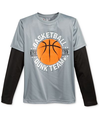 Champion Long-Sleeve Basketball-Print T-Shirt, Little Boys (2-7)