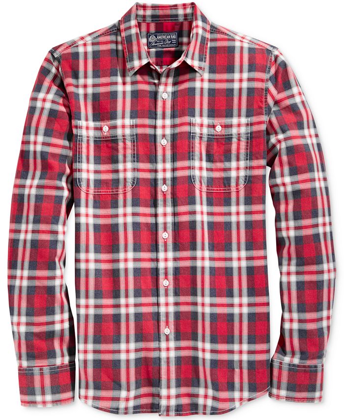 American Rag Men's Washed Plaid Shirt, Created for Macy's & Reviews ...