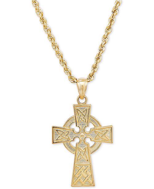 Macy S Celtic Cross Pendant Necklace In 14k Gold Reviews Necklaces Jewelry Watches Macy S