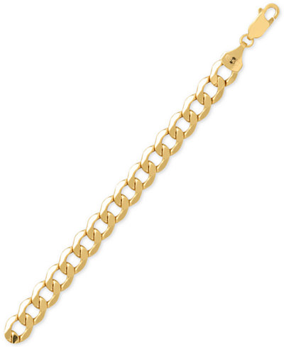 Men's Beveled Curb Link Chain Bracelet in 10k Gold, Made in Italy