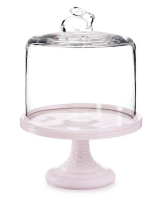 Martha Stewart Collection - Roseite Cake Stand with Glass Bunny Dome
