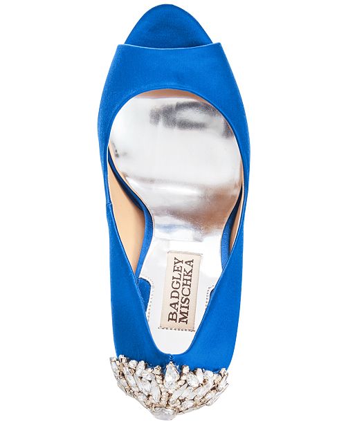 Badgley Mischka Kiara Embellished Peep-Toe Evening Pumps & Reviews ...