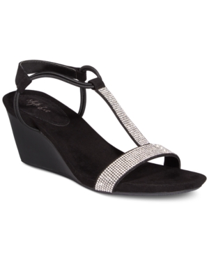 image of Style & Co Mulan 2 Embellished Evening Wedge Sandals, Created for Macy-s Women-s Shoes