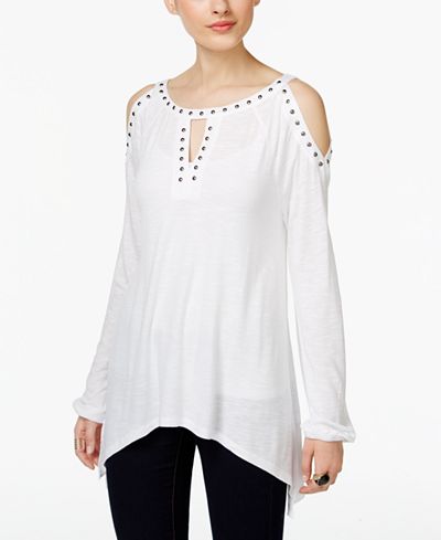 INC International Concepts Studded Cold-Shoulder Top, Only at Macy's
