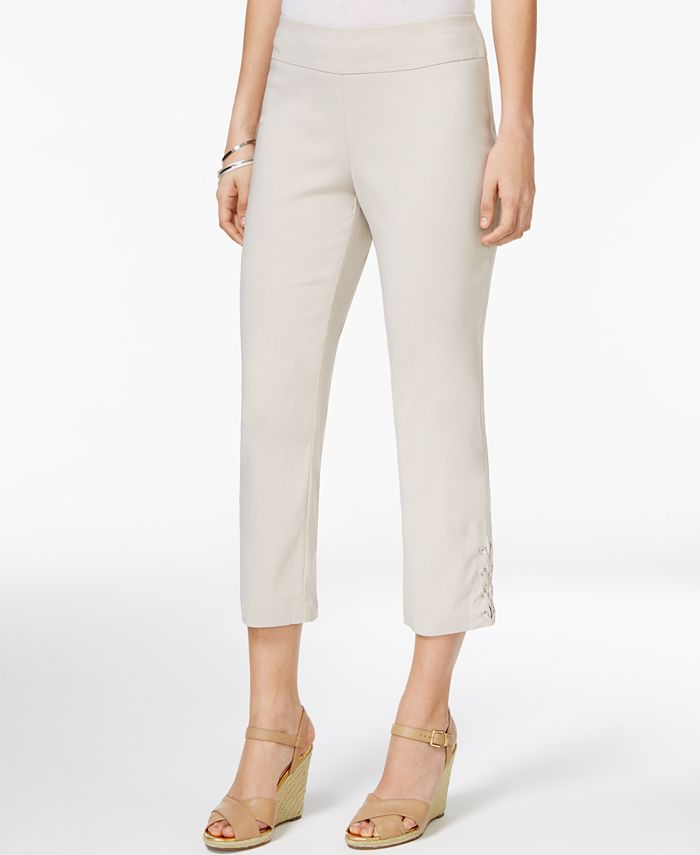 JM Collection Petite Lace-Up Cropped Pants, Created for Macy's ...