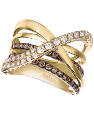 image of Le Vian Chocolatier Gladiator Diamond Crisscross Ring (1-1/3 ct. t.w.) in 14k Gold