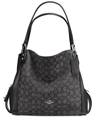 COACH Signature Edie Shoulder Bag 31 in Signature Jacquard - Handbags & Accessories - Macy&#39;s