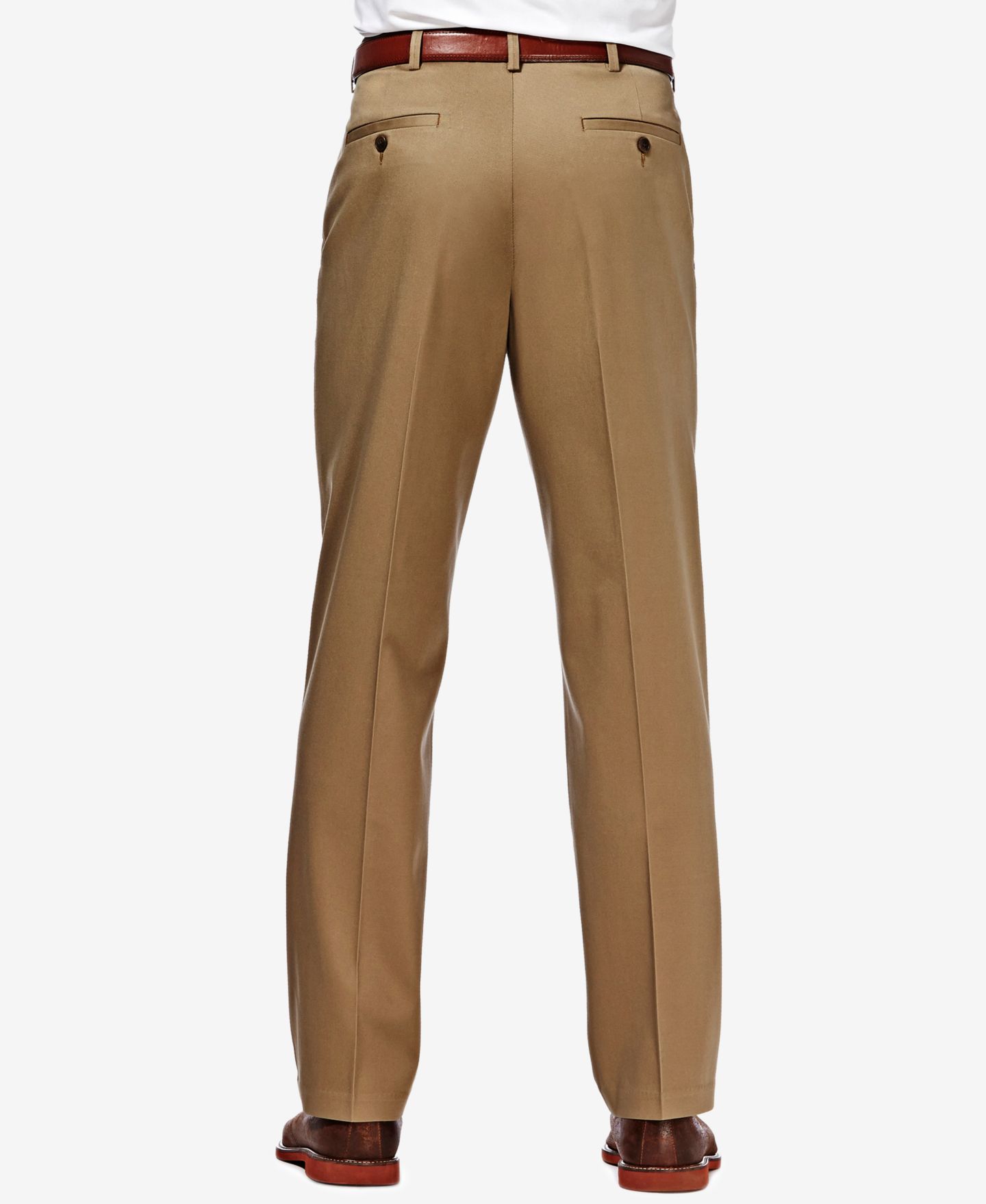 Мужские брюки Haggar Premium No Iron Khaki Classic Fit Flat Front Hidden Expandable Waist Pant, цвет: Хаки, вариант 1 — фото 3