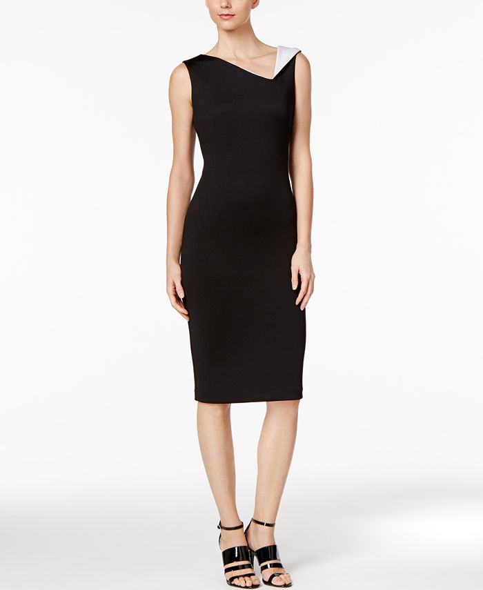 Calvin Klein Contrast-Collar Sheath Dress - Macy's
