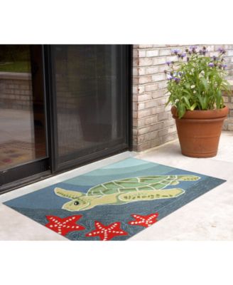 Liora Manne Front Porch Indoor/Outdoor Sea Turtle Ocean 2' x 3' Area Rug