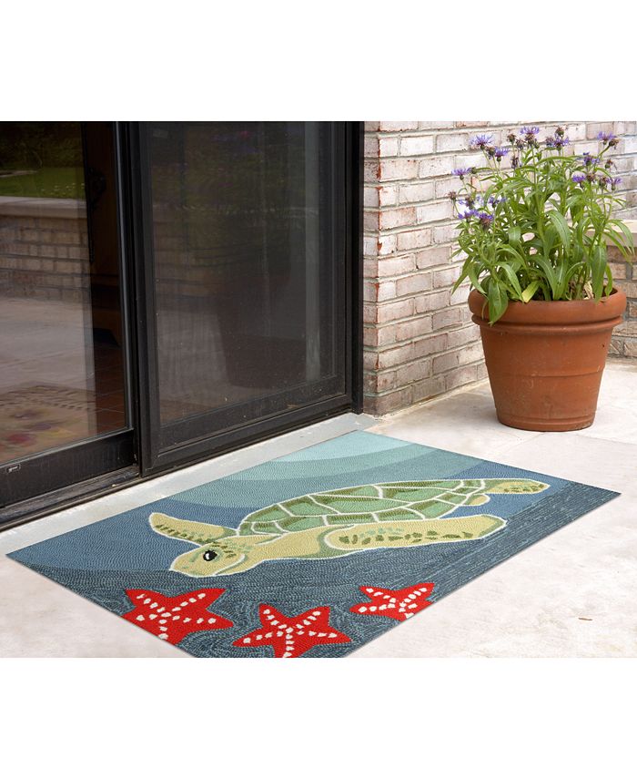 Liora Manne' Liora Manne Front Porch Indoor/Outdoor Sea Turtle Ocean 2
