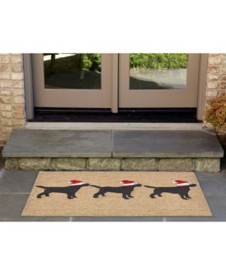 Liora Manne Front Porch Indoor/Outdoor 3 Dogs Christmas Neutral 2'6" x 4' Area Rug