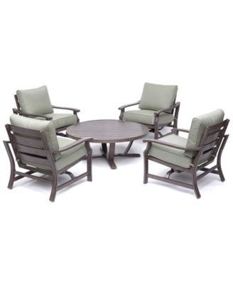 Tara Aluminum Outdoor 5-Pc. Seating Set (48" Round Table & 4 Rocker Chairs) with Sunbrella&reg; Cushions, Created for Macy's