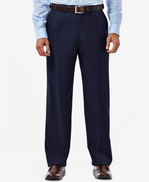 Мужские платья Haggar Men's Eclo Stria Classic Fit Flat Front Hidden Expandable Dress Pants