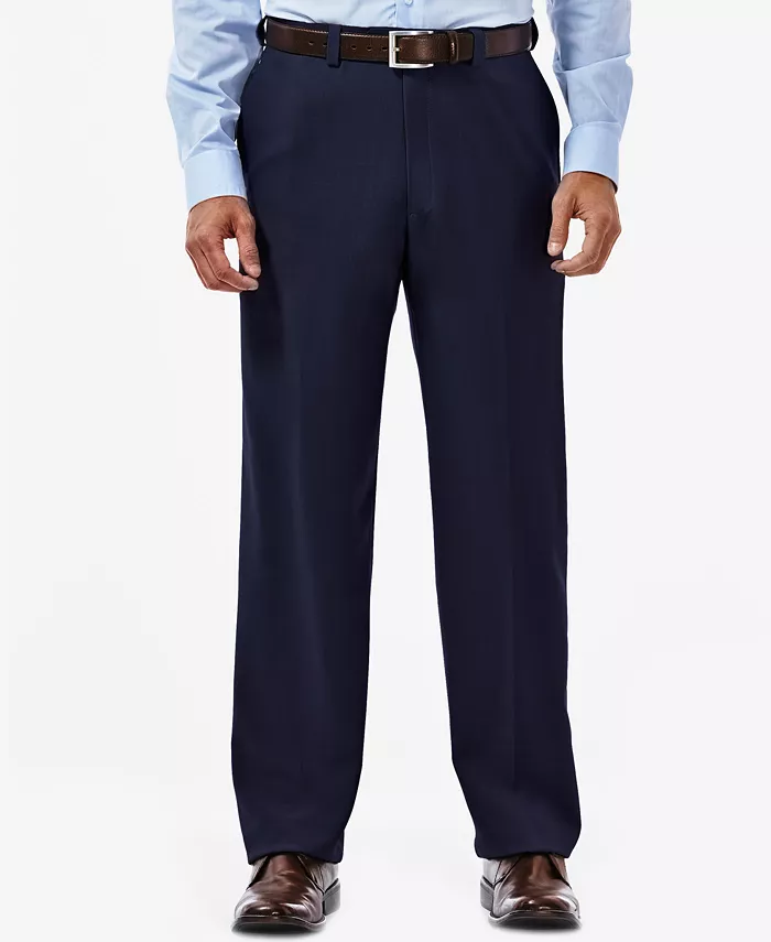 Men's Eclo Stria Classic Fit Flat Front Hidden Expandable Dress Pants