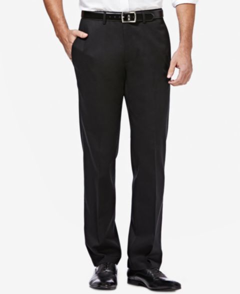 Мужские брюки Haggar Premium No Iron Khaki Straight-Fit Stretch Flat-Front, цвет: Чёрный
