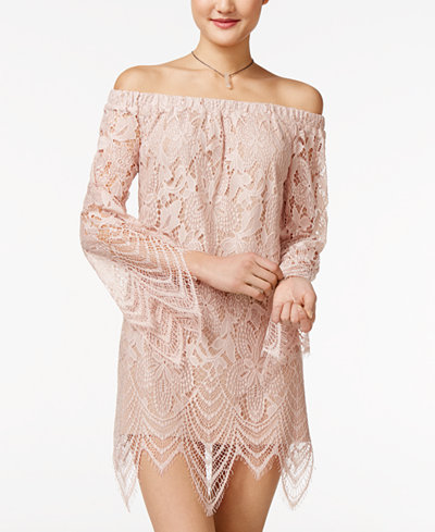 American Rag Off-The-Shoulder Lace Shift Dress, Only at Macy&#39;s - Juniors Dresses - Macy&#39;s