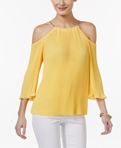 Thalia Sodi Pleated Cold-Shoulder Top, Only at Macy's