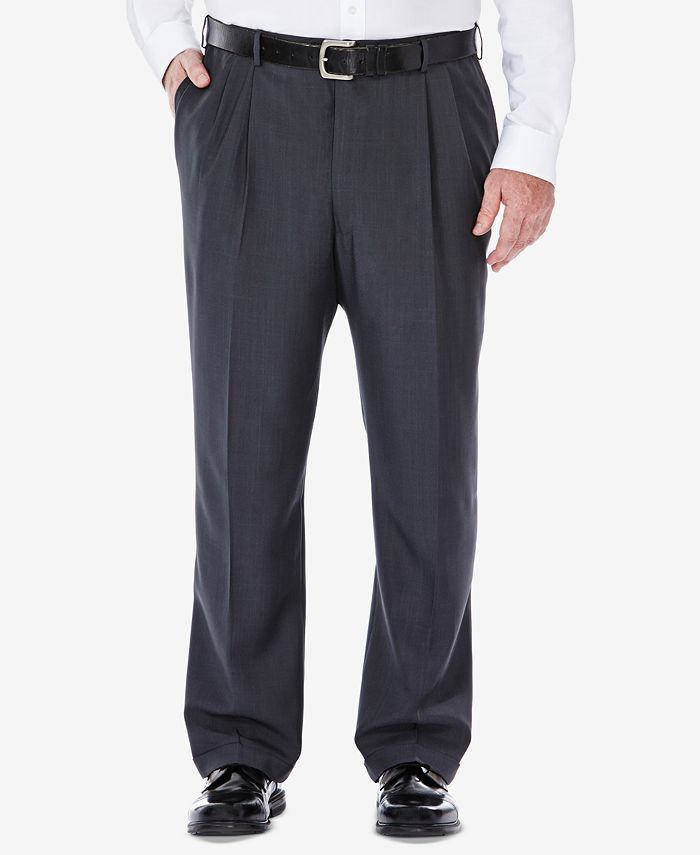 Haggar Men's Big & Tall Eclo Stria ClassicFit Pleated Hidden