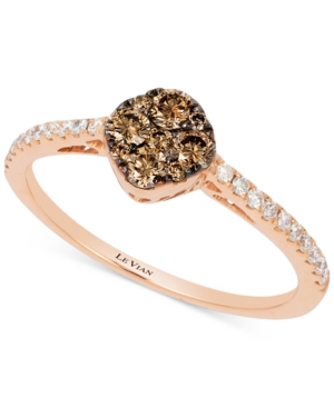 image of Le Vian Chocolatier Diamond Cluster Ring (3/8 ct. t.w.) in 14k Rose Gold