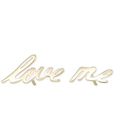 "Love Me" Cursive Stud Earrings in 10k Gold
