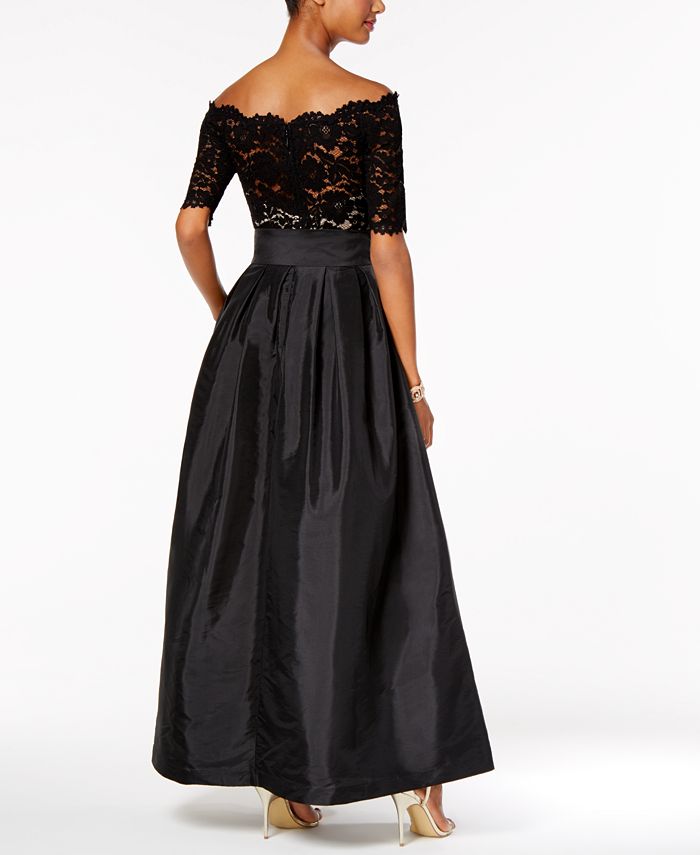 Vince Camuto Off-The-Shoulder Lace Taffeta Gown - Macy's