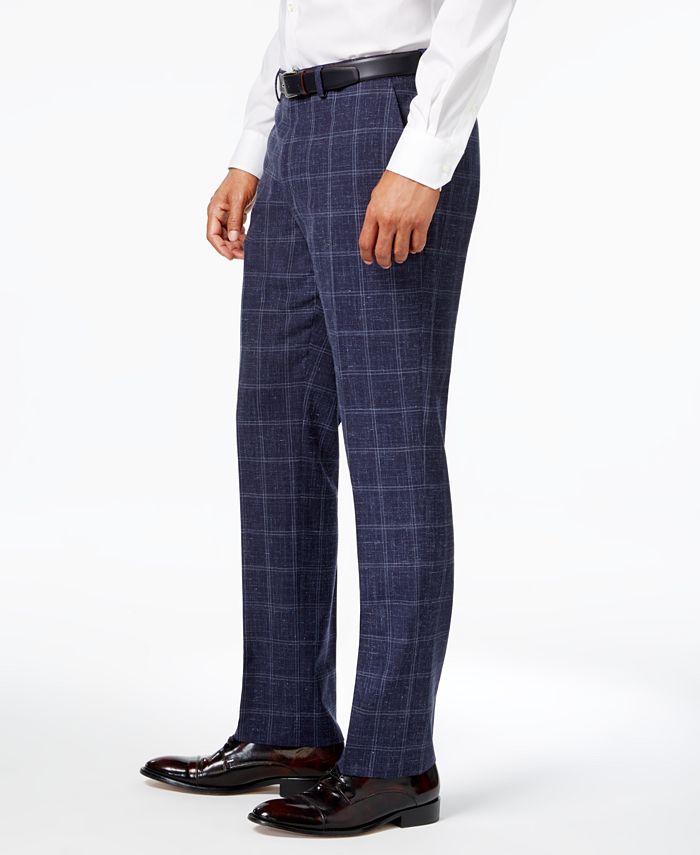 Tallia Men's Slim-Fit Navy Windowpane Suit - Macy's