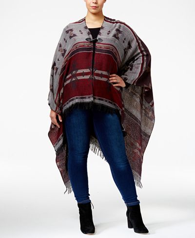 Love Squared Trendy Plus Size Toggle Poncho Cardigan
