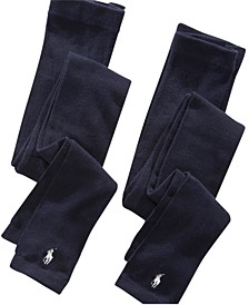 Polo Footless Tights 2 Pack, Little Girls & Big Girls