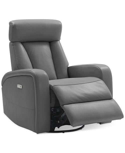 Furniture Dasia Leather Swivel Rocker Power Recliner With